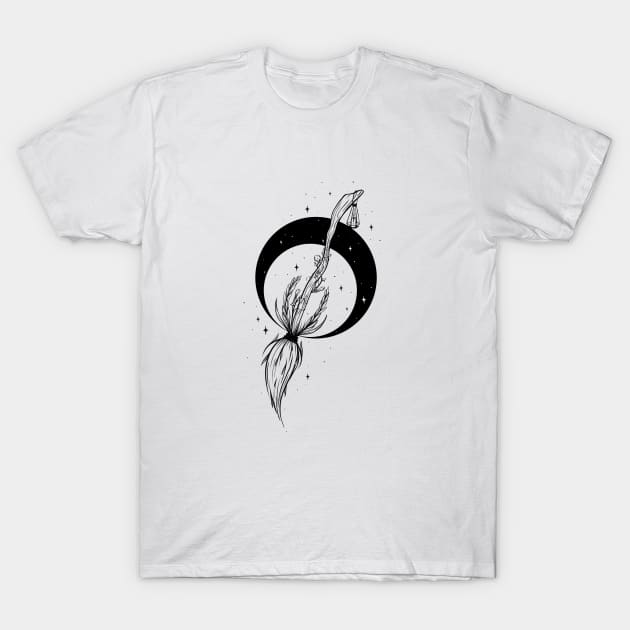 Broomstick Moon T-Shirt by Cosmic Queers